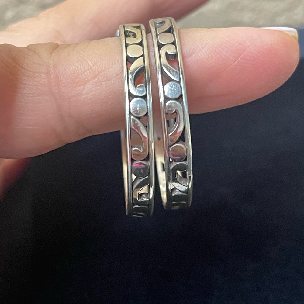 Brighton Silver Cut-Out Hoop Earrings